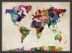 Medium Urban Watercolor Map of the World (Wood Frame - Black)