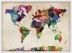 Medium Urban Watercolor Map of the World (Pinboard & wood frame - White)