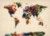 Large Abstract Painting Map of the World  (Rolled Canvas - No Frame)