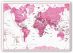 Medium Children's Art Map of the World Pink (Canvas)