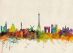 Small Paris City Skyline (Rolled Canvas - No Frame)