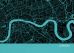 Small London City Street Map Print Turquoise (Matt Art Paper)