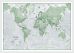 Small The World Is Art - Wall Map Green (Wood Frame - White)