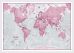Medium The World Is Art - Wall Map Pink (Wood Frame - White)