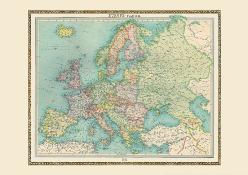 Vintage Bartholomew Political World Map 1914 Poster with Size & Finish Options