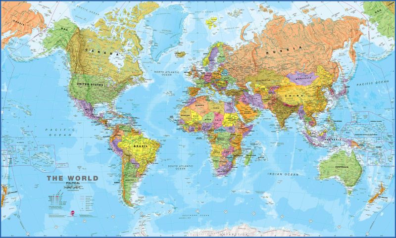 world political map buy online in a range of sizes finishes