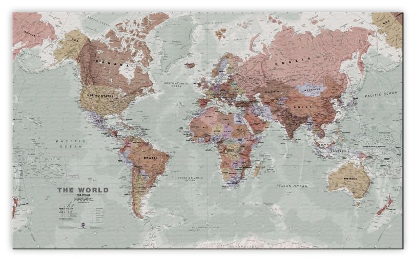 Large Executive World Wall Map Political (Canvas)