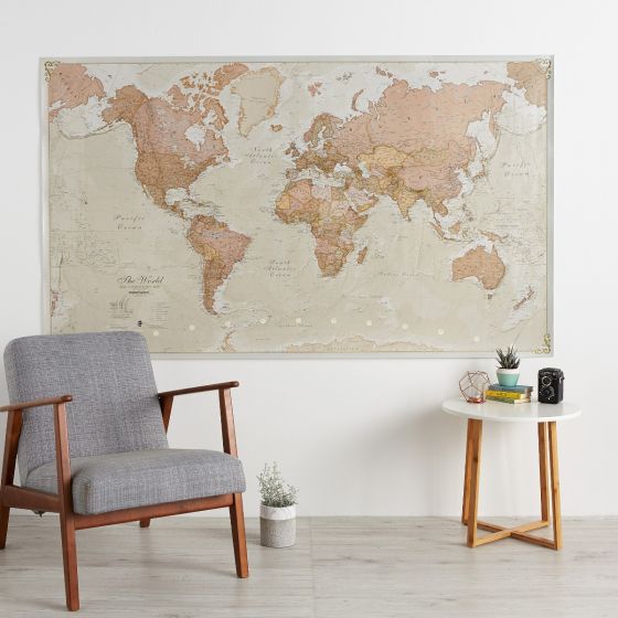 map of the world kraft paper retro poster wall decor ideas 