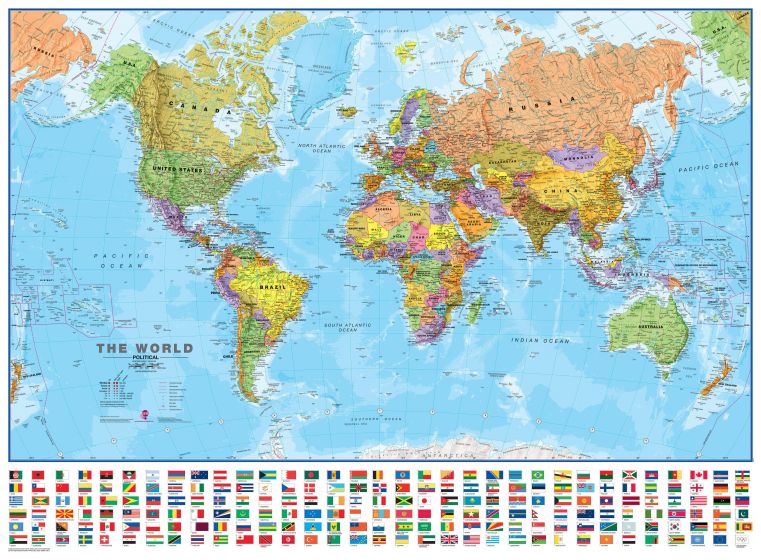 Pinpoint Countries On World Map World Map With Country Flags | Range Of Sizes & Finishes