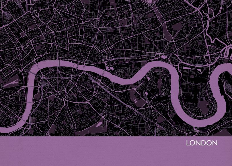 London City Street Map Print Mauve