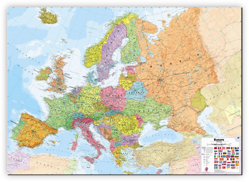 Large Europe Wall Map Political (Canvas)