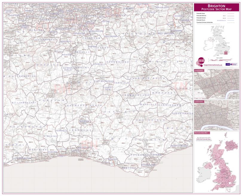 Brighton Postcode Sector Map (Laminated)
