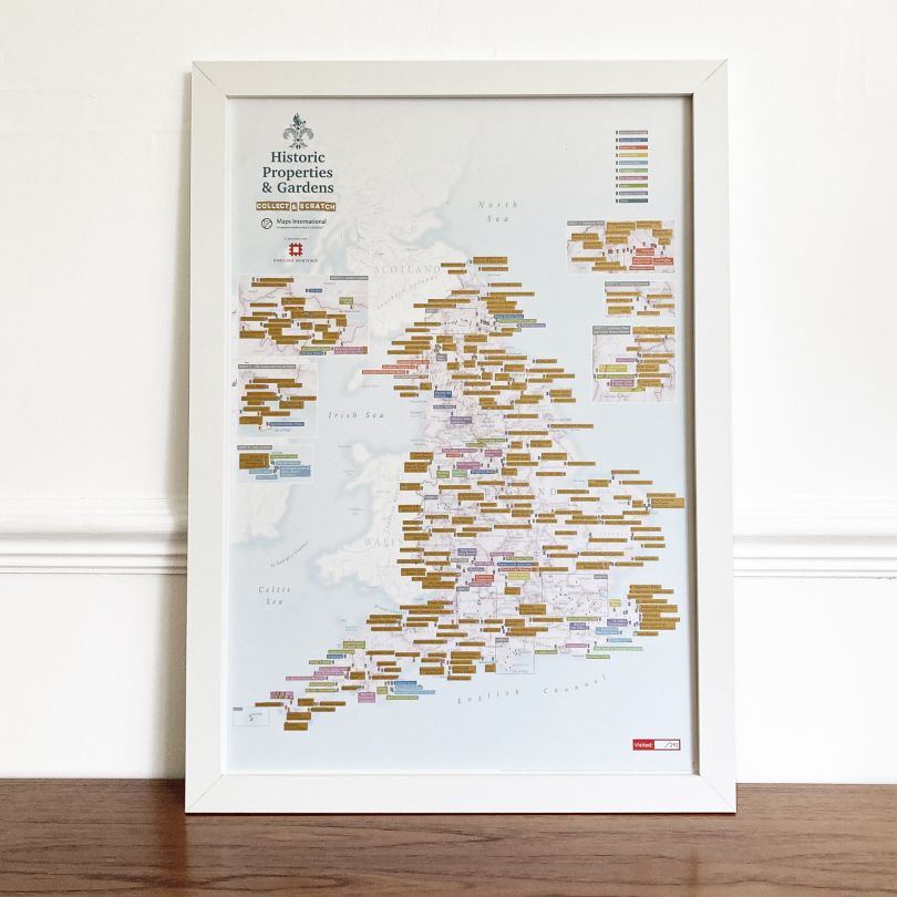English Heritage Scratch Off Sites Print (Pinboard & wood frame - White)