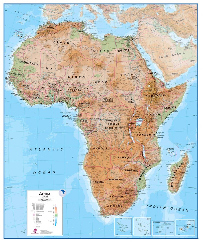 Africa Wall Map Physical
