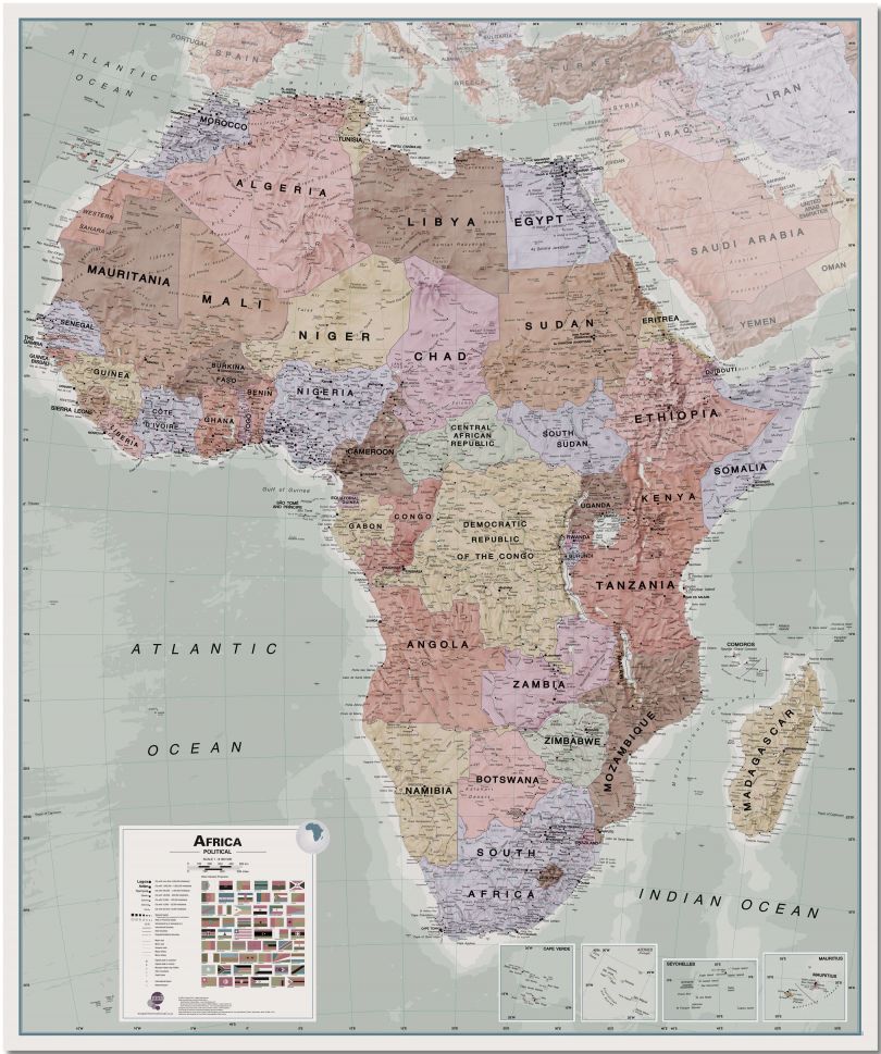 Large Executive Africa political Wall Map (Pinboard)