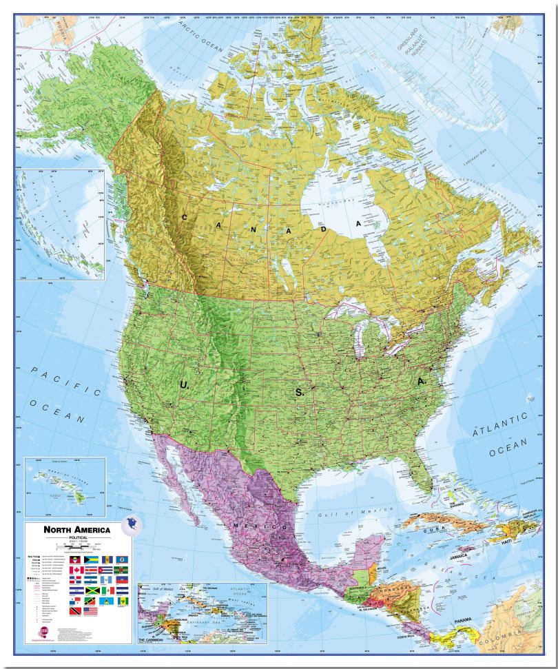 Huge North America Wall Map Political (Pinboard)