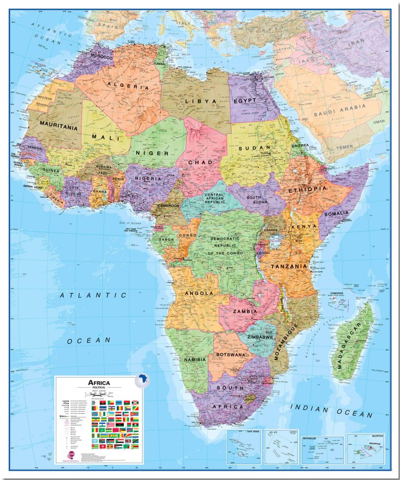 Huge Africa Wall Map Political (Pinboard)