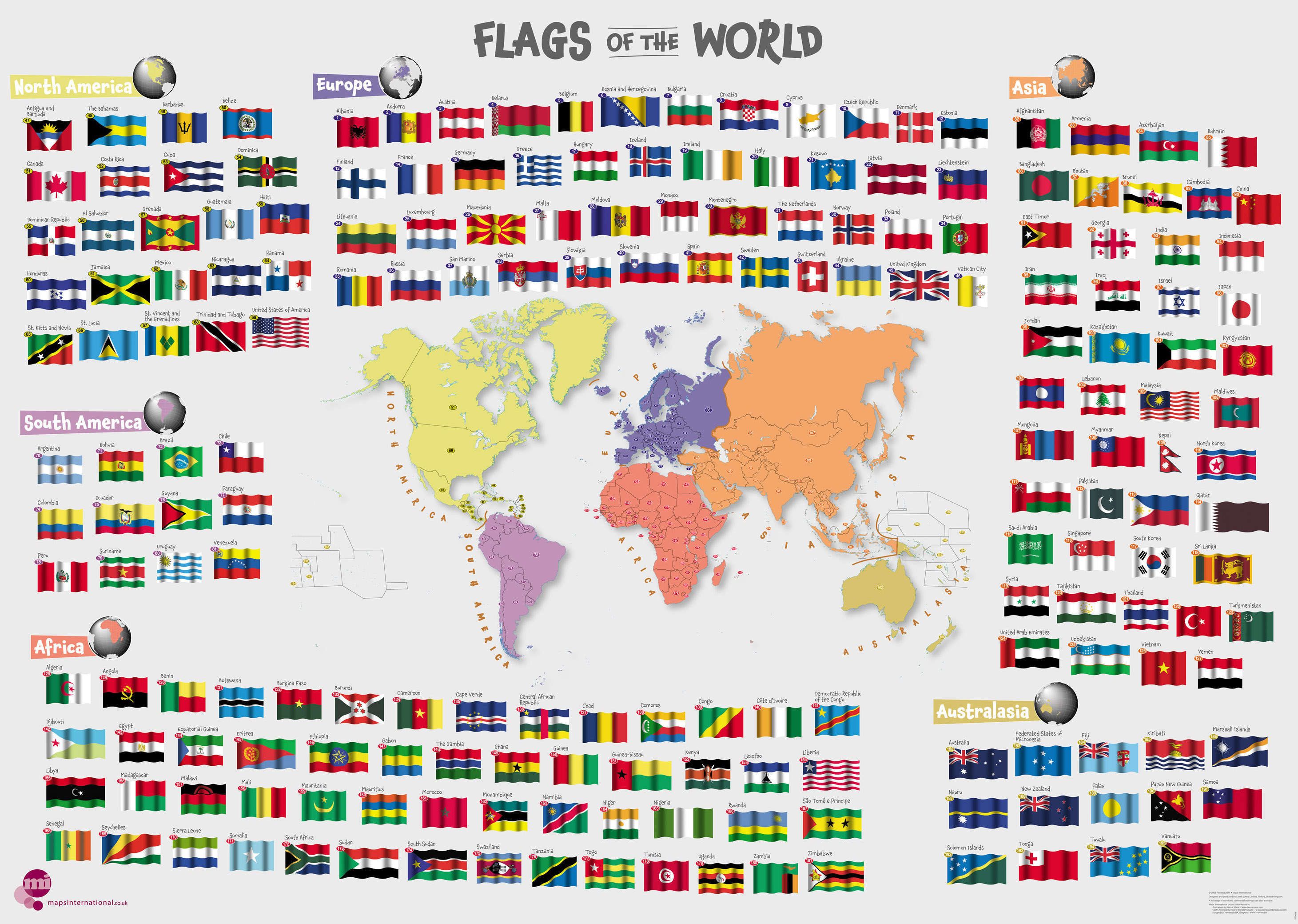 POSTER Map of the World with Flags