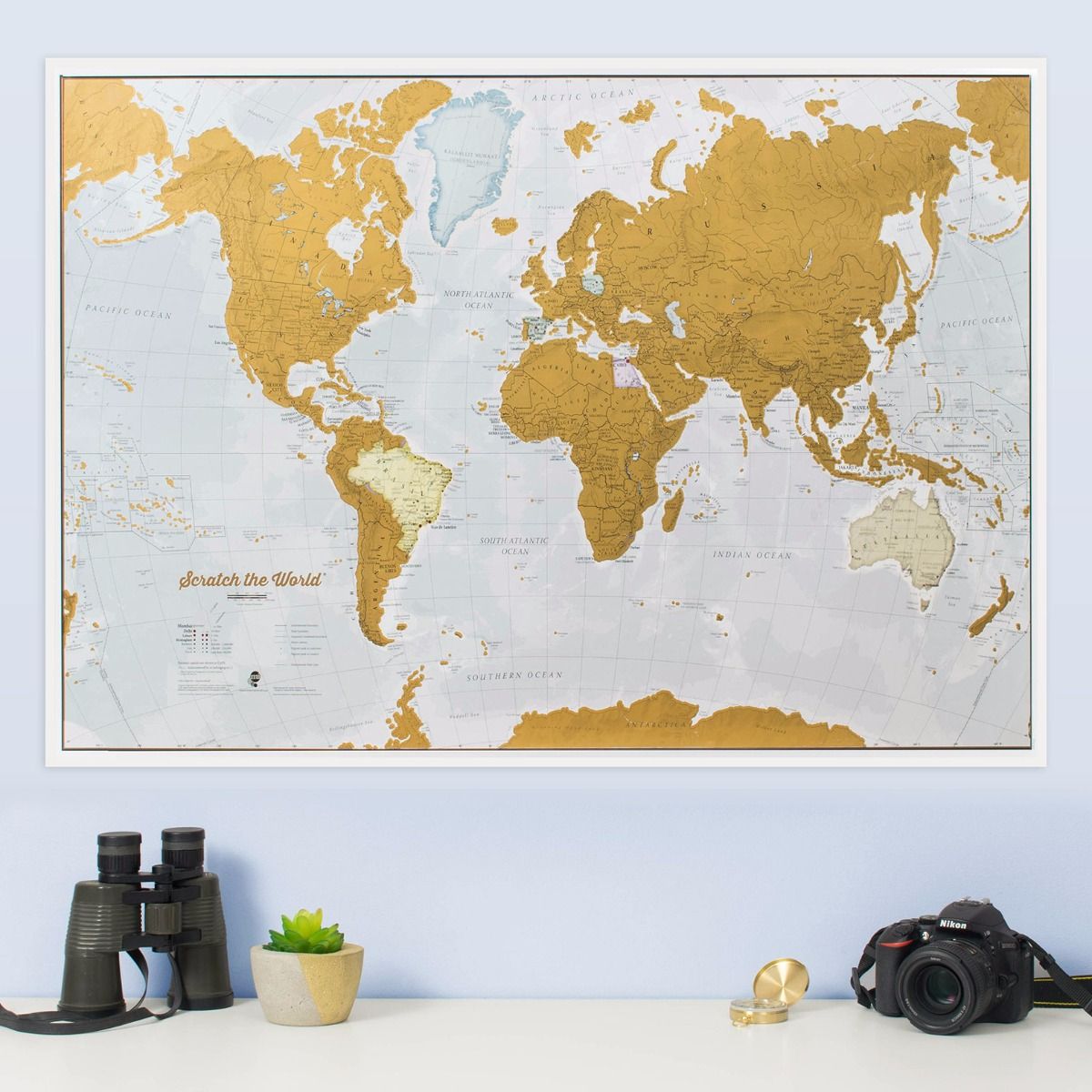 a3 Travel Sized 42.0 Scratch The World® Travel Edition map Print w x 29.7 h cm 